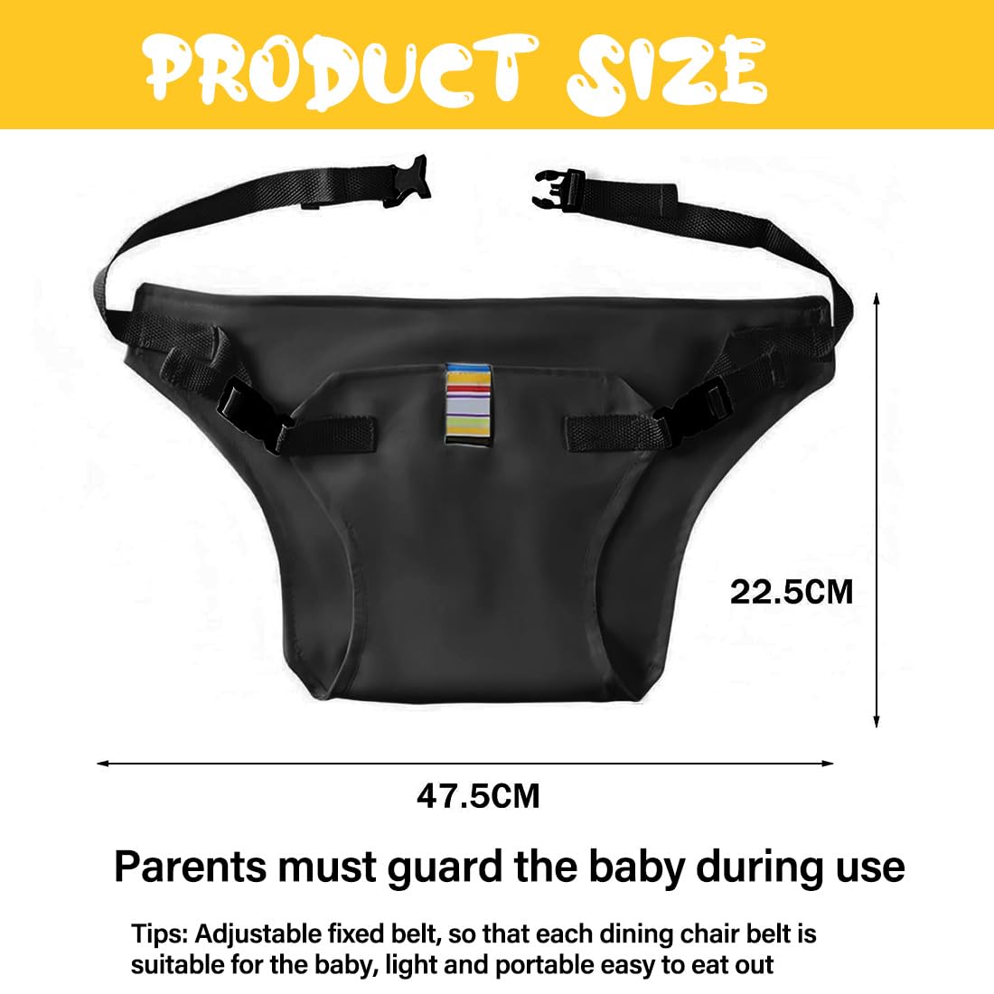 Harnais de Voyage pour Chaise Haute Portable pour Tout-petits et Bébés, Accessoires Essentiels pour Chaise Haute de Voyage Curité Bebe RéGlable Sangle Chaise,Harnais Respirant(Noir)