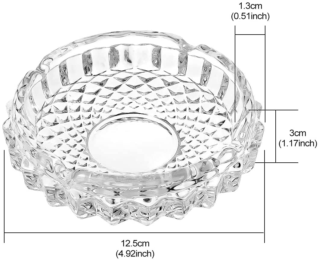Cendrier carré en verre transparent pour cigarettes, cendrier en verre cristal pour salon, bureau, bar, intérieur (12,5 cm x 3 cm)