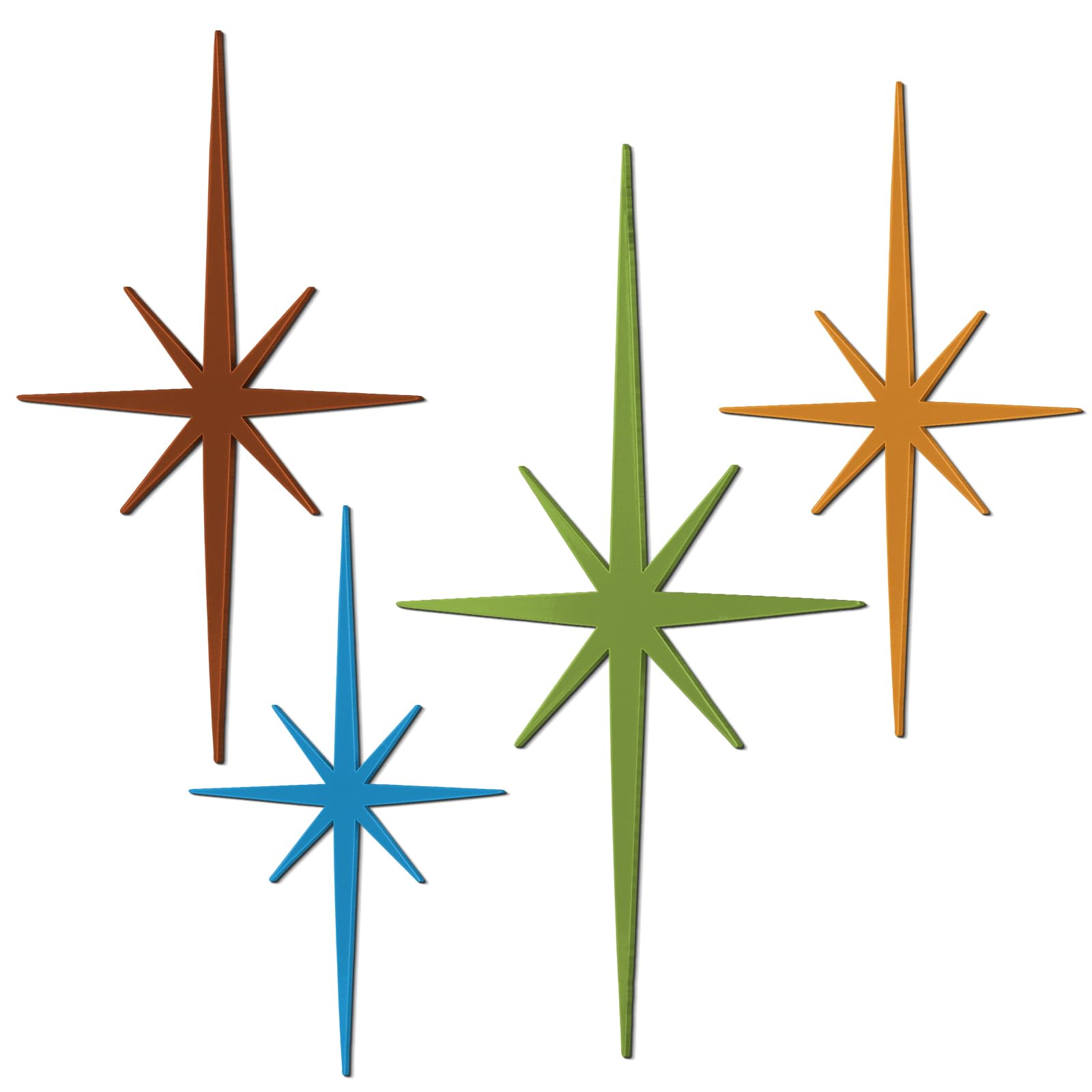 Blulu 4 Pcs Cast Iron Starburst Shaped Wall Decor Metal Mid Century Modern Decor Retro Atomic Stars Wall Art Elegance Accents Vintage Celestial Whimsigoth Hangings for Home Office Room(Modern)