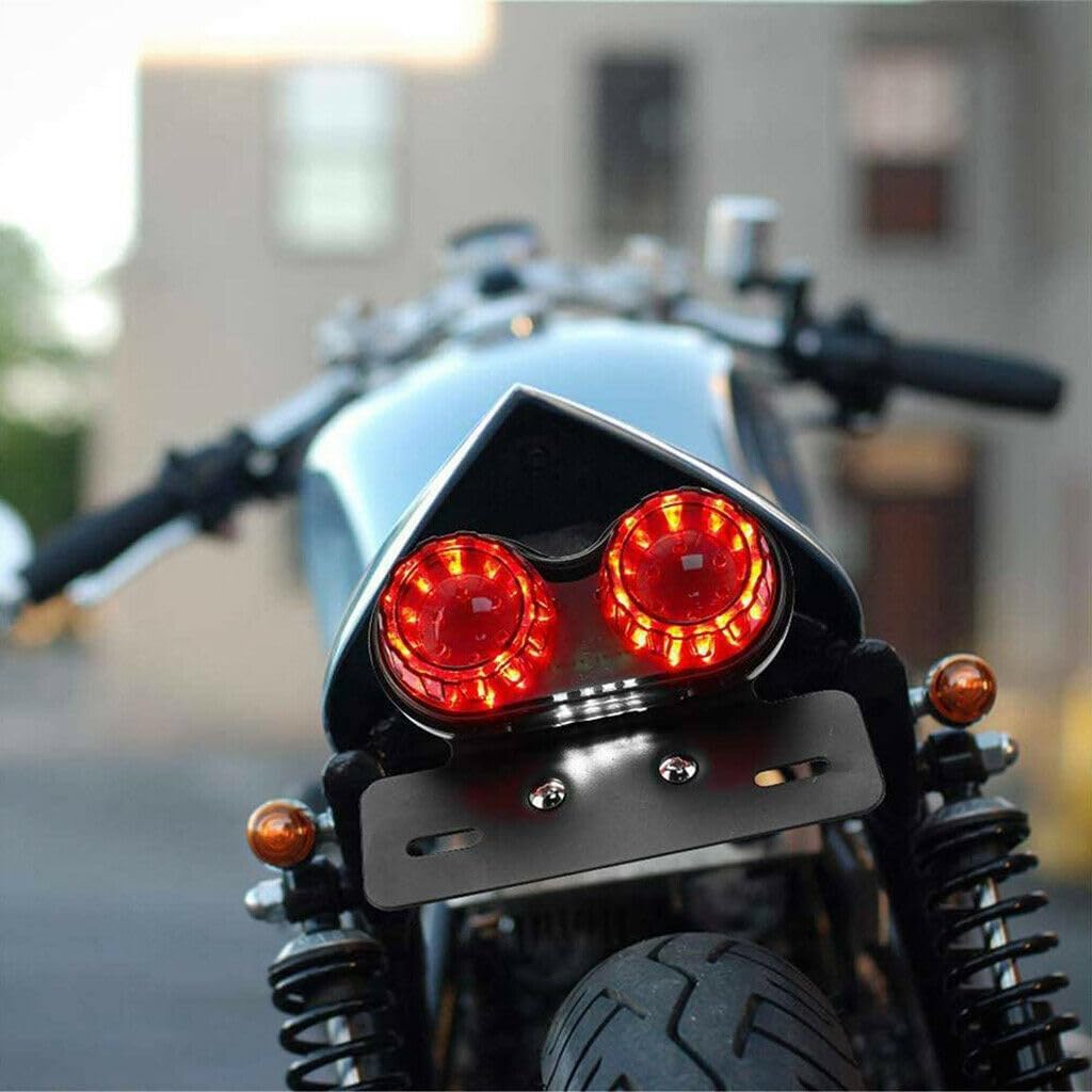 x xotic tech Mini Stalk Arrow Smoked Turn Signal Indicator Blinker Lamp Integrated Dual Tail Light Running Brake License Plate Light w/Bracket Universal Fit Motorcycle Motorbike