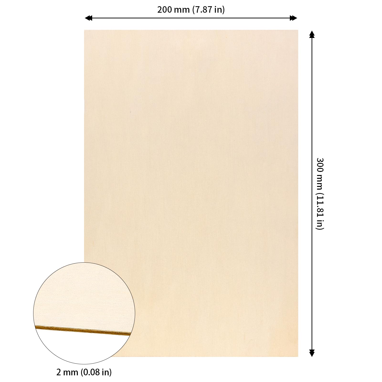 24 Placas de Madera Contrachapada A4 300x200x2 mm, Madera de Álamo para Manualidades, Corte Láser, Pirograbado, Modelismo y Pintura