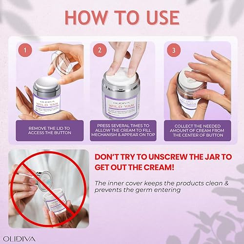 Miniatura 7 de Crema Wild Yam, equilibrio hormonal para mujeres, apoyo hormonal natural sin estrógeno y progesterona, para el síndrome premenstrual y comodidad