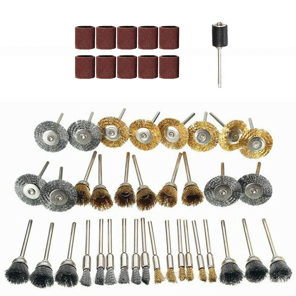 Szczotka druciana T-Shaped Brass Wire Brushes, for Drills Set,47pcs Rotary Steel Polishing Cup Tool Removal Cleaning Tools Accessories
