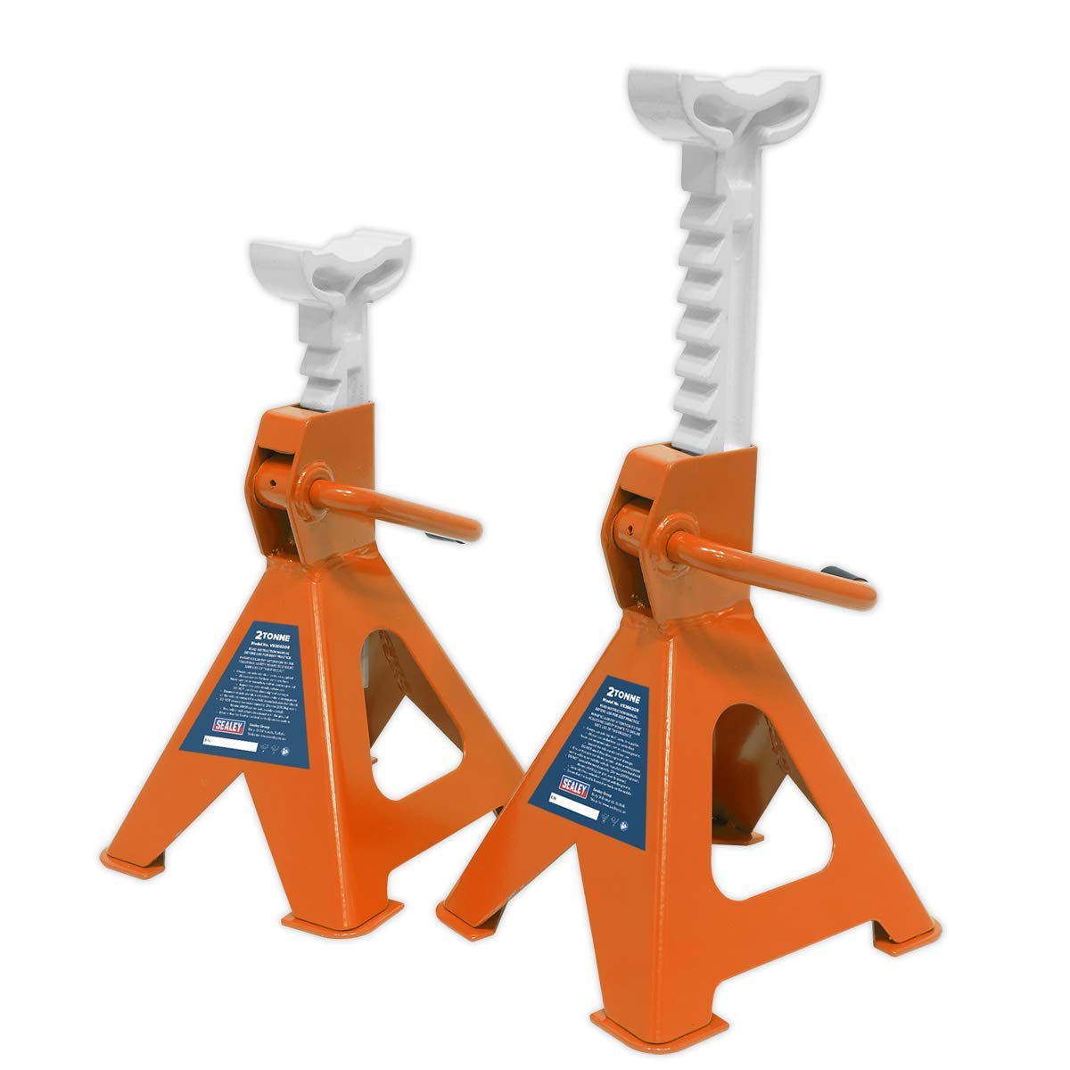 Sealey VS2002 RED  Axle Stands Pair 2 tonne / Ton Capacity Each Ratchet Type