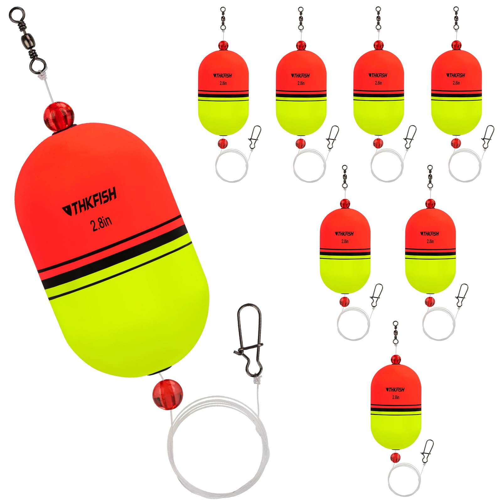 THKFISH Fishing Slip Bobbers,EVA Foam Popping Floats Weighted Bobbers,Oval Integral Fishing Float,Slip Bobbers Floats for Freshwater and Saltwater Inshore,8PCS