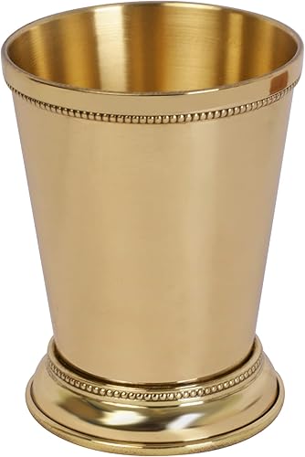 Miniatura 5 de HANDTECHINDIA Vasos de latón para coctel de menta, vasos de jugo de menta de 12 onzas con acabado dorado para Moscú Mule o Kentucky Derby (liso, 2)