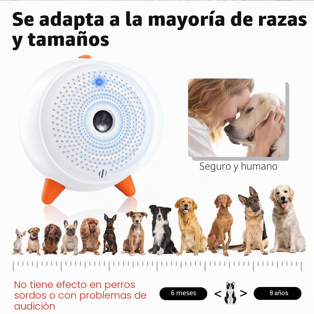 Antiladridos para Perros, 3 Niveles de frecuencia Sonic Anti Bell, Alcance de 33 pies, Dispositivo de ultrasonido antiladridos para Perros, Recargable, Control de ladridos para Perros en Interiores y