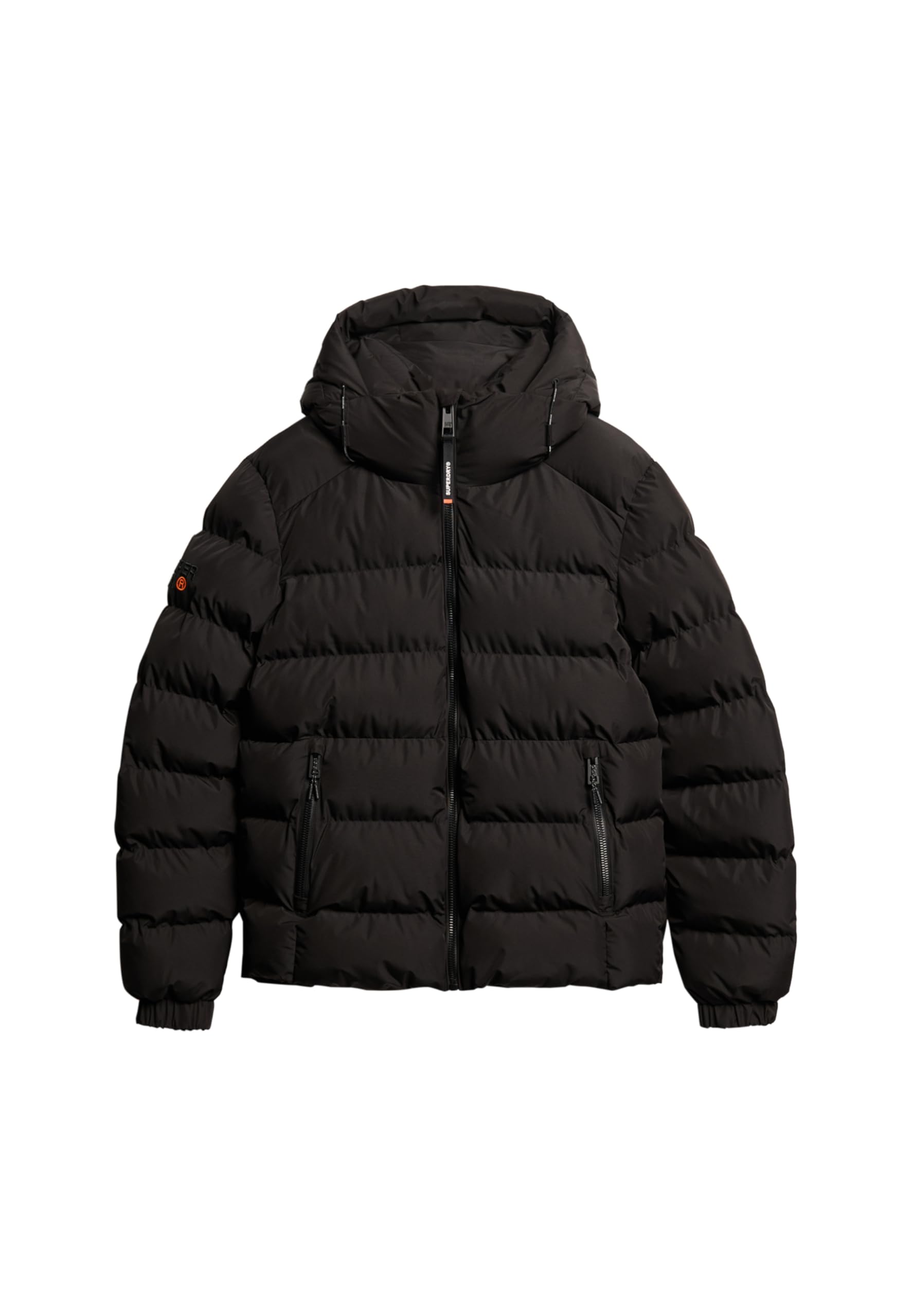 Superdry Men's Black/White Hooded Sports Puffer Jacket Anorak, Xl