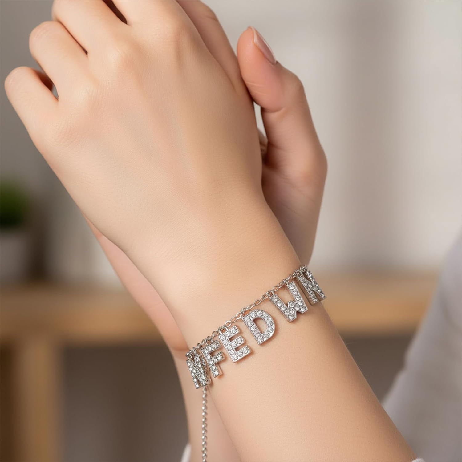 52Pcs A-Z Rhinestone Letters Charms 8mm Silver Full Rhinestone Slide Alphabet Crystal Letters for Bracelet Jewelry Making, Charms Letter Nail Silver Charm for Wristbands, Bracelets - Image 5