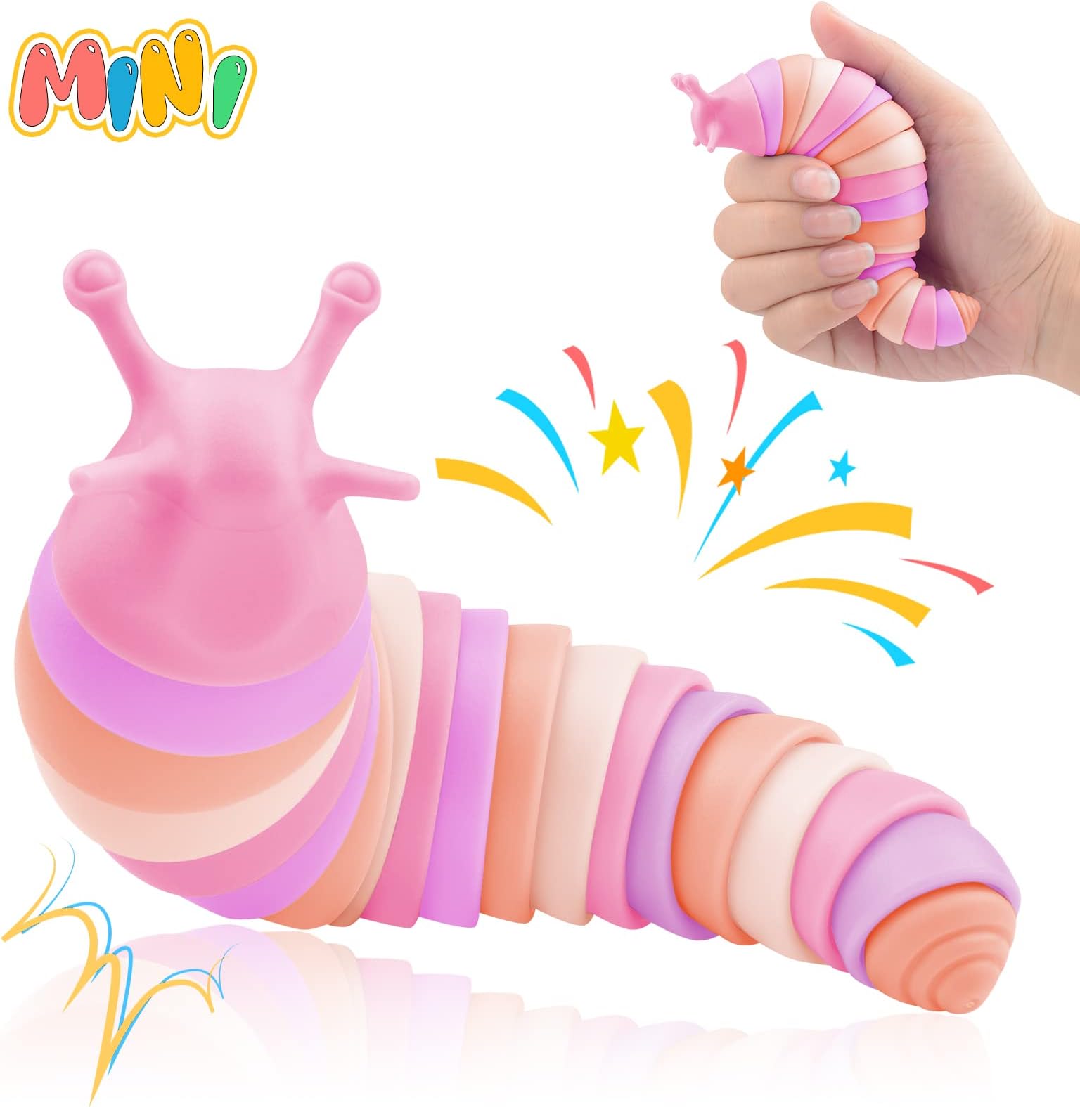 Cevioce Sensory Slug Fidget Toys,Mini Fidget Slug Toys for Adults & Kids Party Favors,1Pc Cute Autism Sensory Toys for Autistic Children,Toddler Toys Age 3+,Travel Toys for 3+ Year Old (Pink)