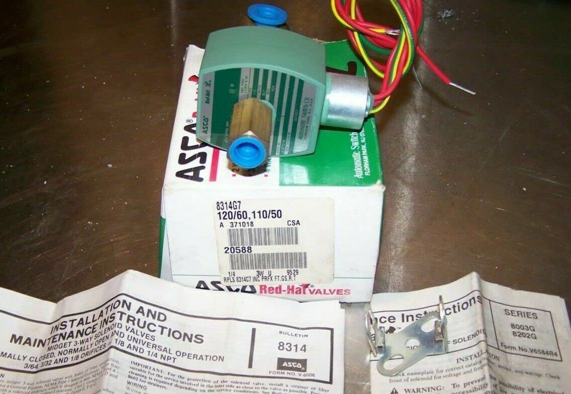 Asco Red-Hat Valves 8314G007 120/60,110/50 3-Way Solenoid Valve, 1/4 in NPT