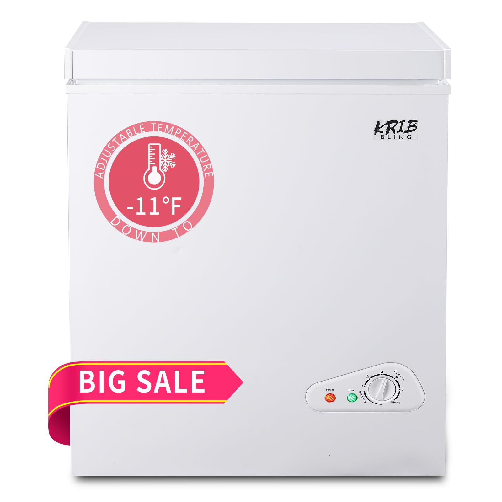 KRIB BLING Chest Freezer with Freezer Basket, 7.0 Cu. Ft Mini Freezer 7 Temperature Levels Thermostat, Top Door Open, Ideal for Home, Kitchen & Office, White | Fridge.com