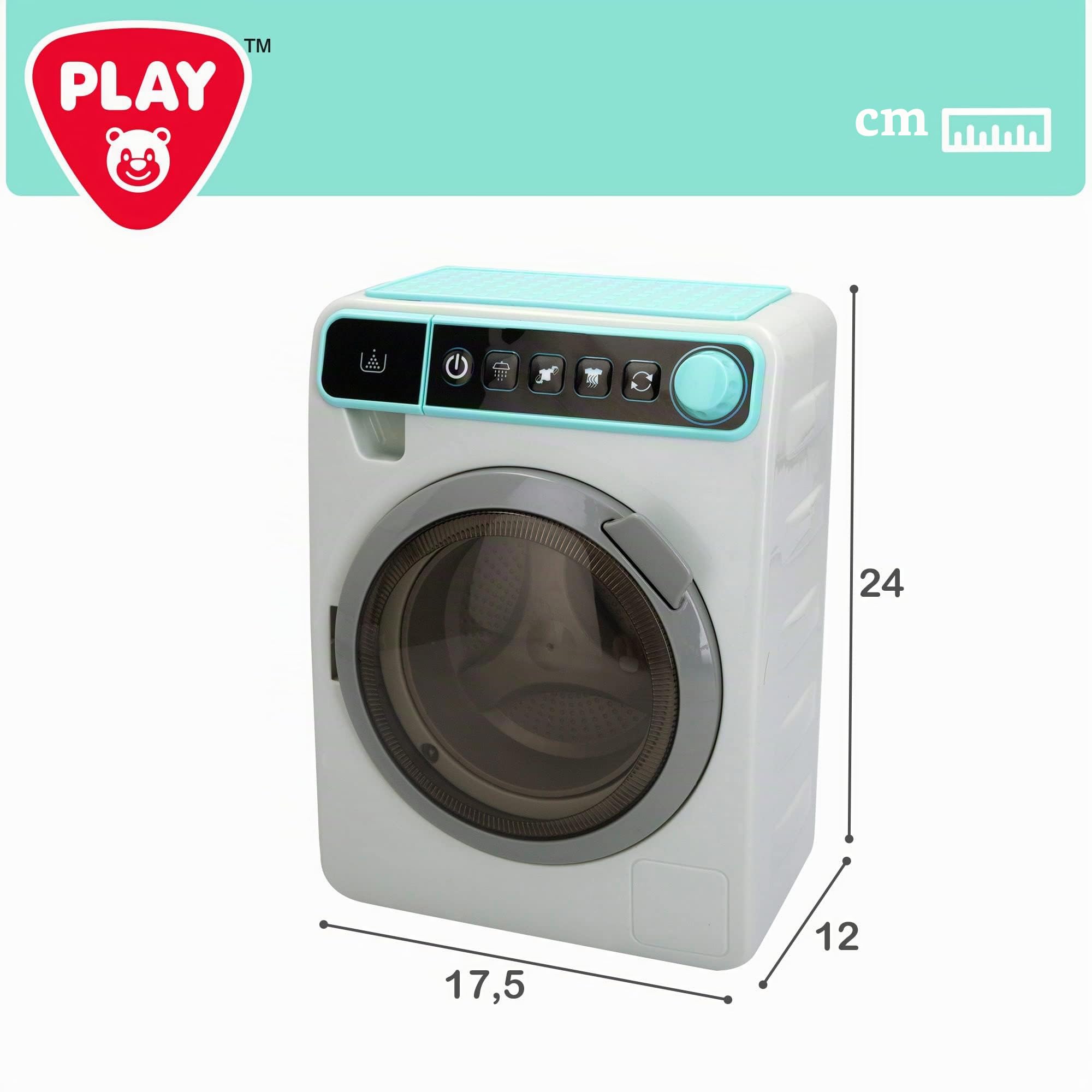 COLORBABY Play 46899 - Lavatrice con luci e Suoni per Ragazzi e Ragazze, elettrodomestici Giocattolo per Bambini, Mini Lavatrice per Giocare, Giocattoli per la casa, batterie Incluse