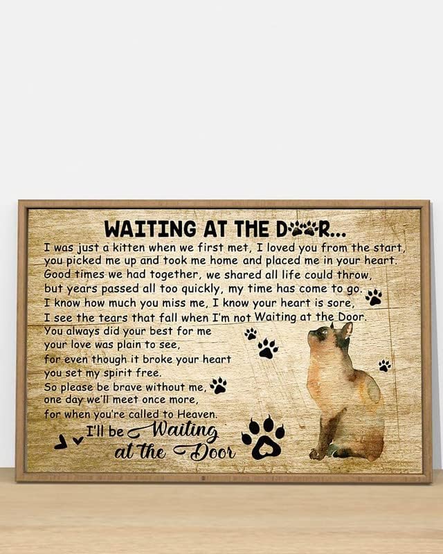 Memorial Gift for Loss of Cat, Waiting at The Door Canvas