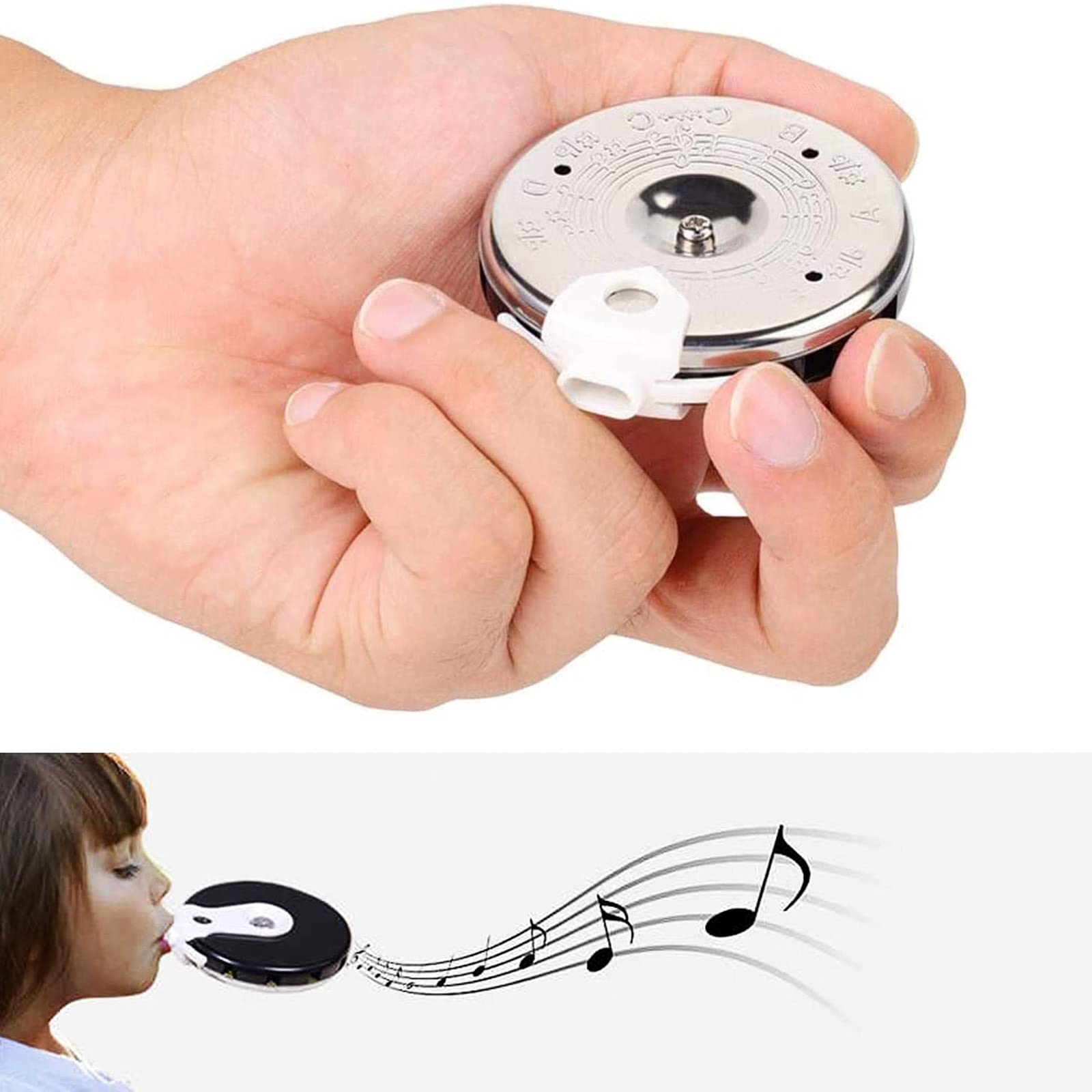 MEELYHOME 13 Tones Pitch Pipe Tuner C-C Note Selector Electric Guitar Tuner C-C Music Notes Instrument Tuning Device Easy to Use, Diameter 6.5cm, As Show