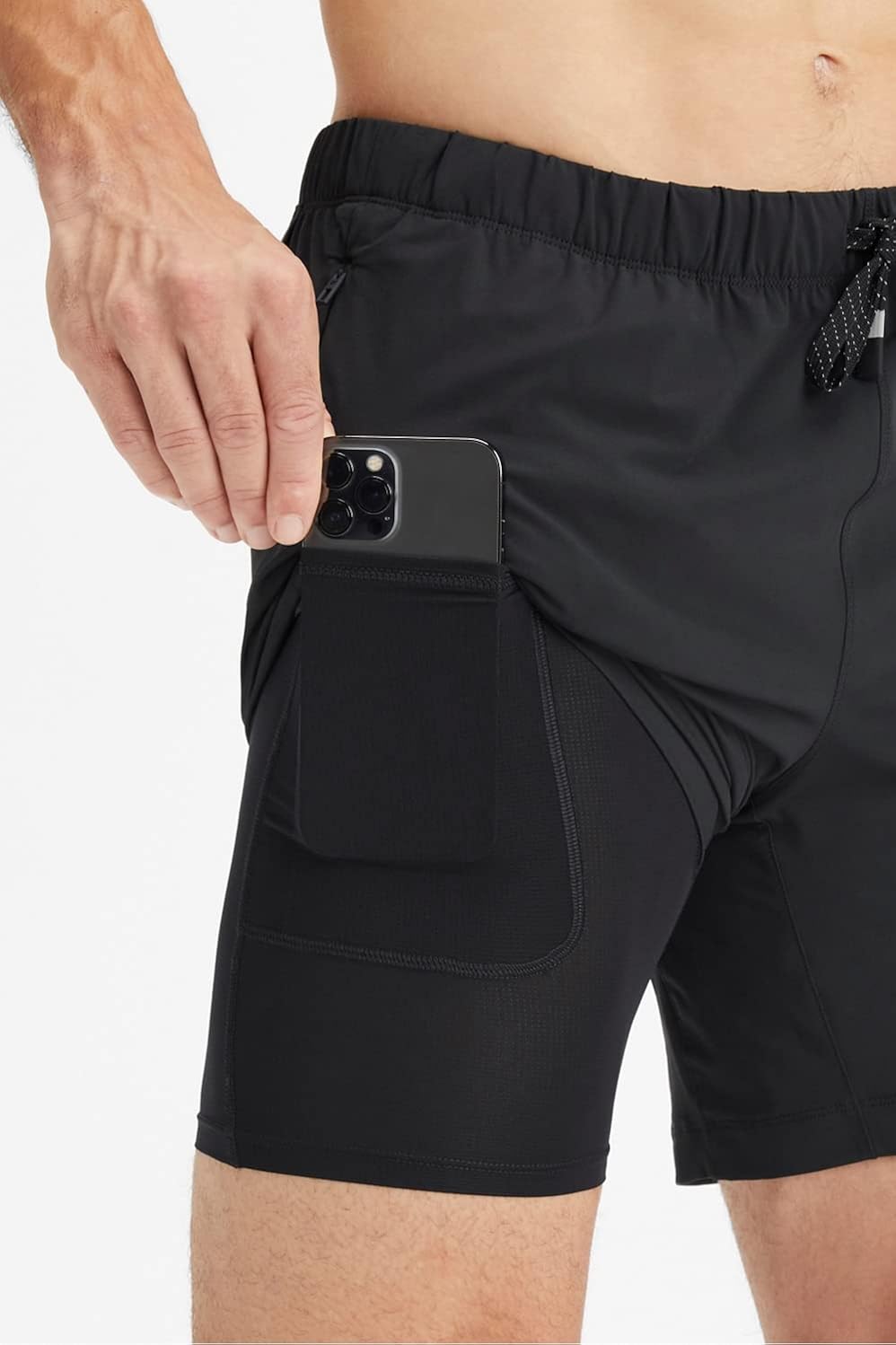 Miniatura 2 de Fabletics The One Short para hombre (forrado), entrenamiento, natación, ligero, de secado rápido, bolsillo con cremallera