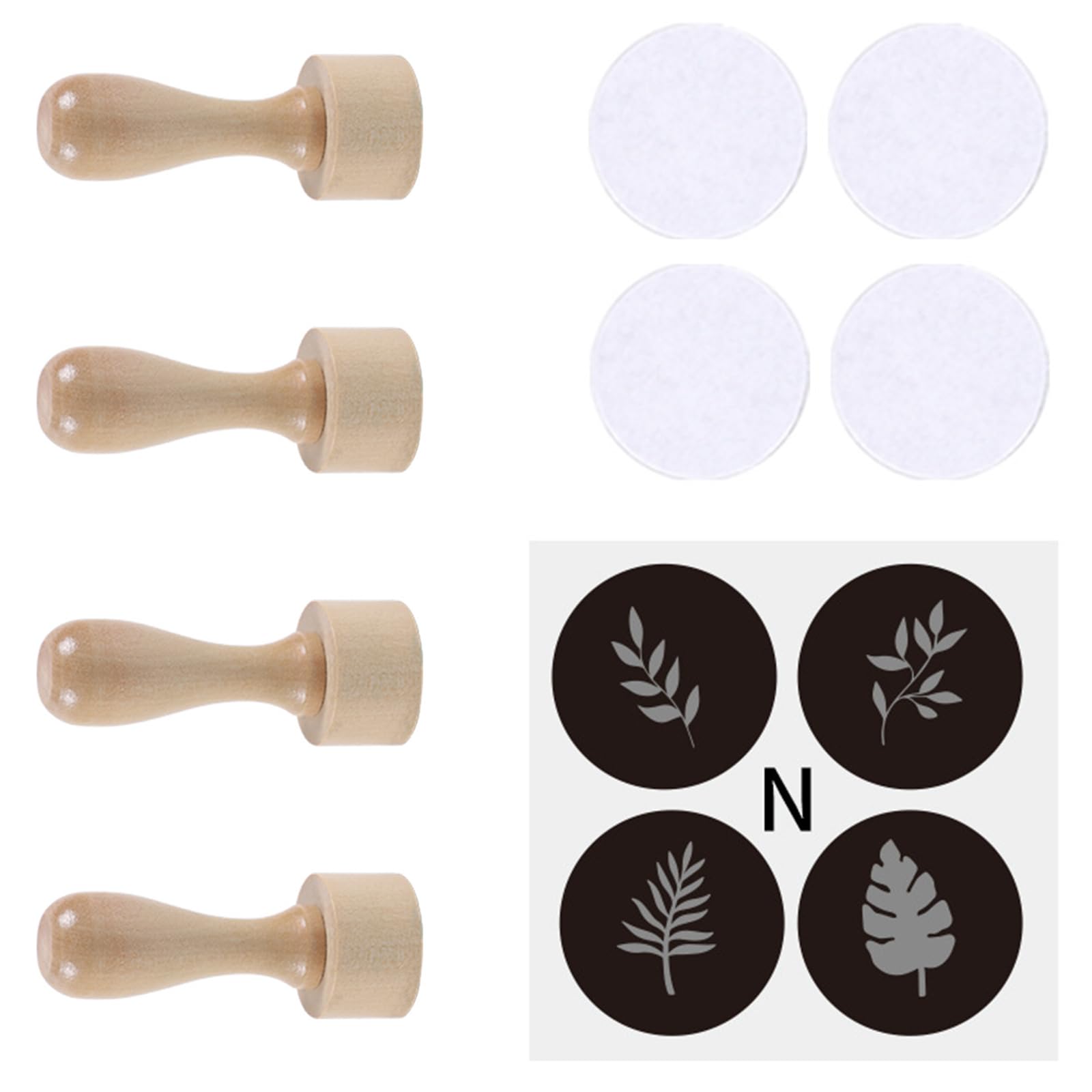 of 4 Artistic Wooden Stamps for Creative Projects Featuring Ergonomic Handle and Customizable Designs Writing Materials Stamps
