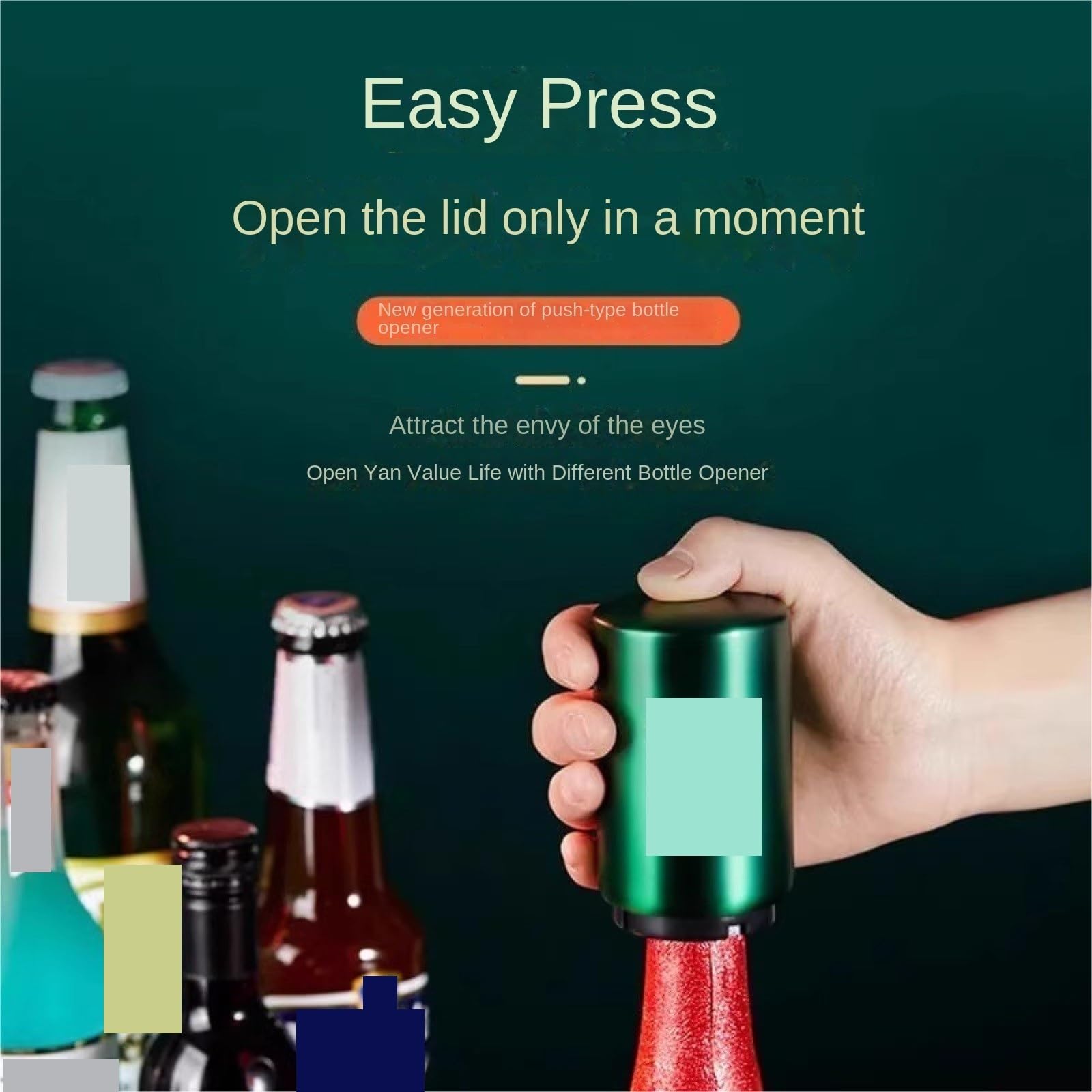 Flaschenöffner Für Küche Bierflaschenöffner Mit Druckmechanismus, Automatischer Edelstahl, Bar-Partyzubehör Bar Camping(Rood)