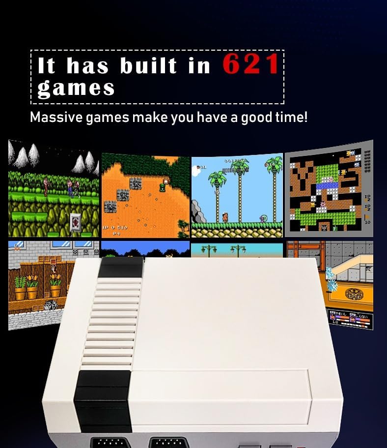 Miniatura 4 de Consola de juegos retro, mini consola de videojuegos portátil clásica incorporada, 621 juegos clásicos, salida HDMI y controladores de juegos duales