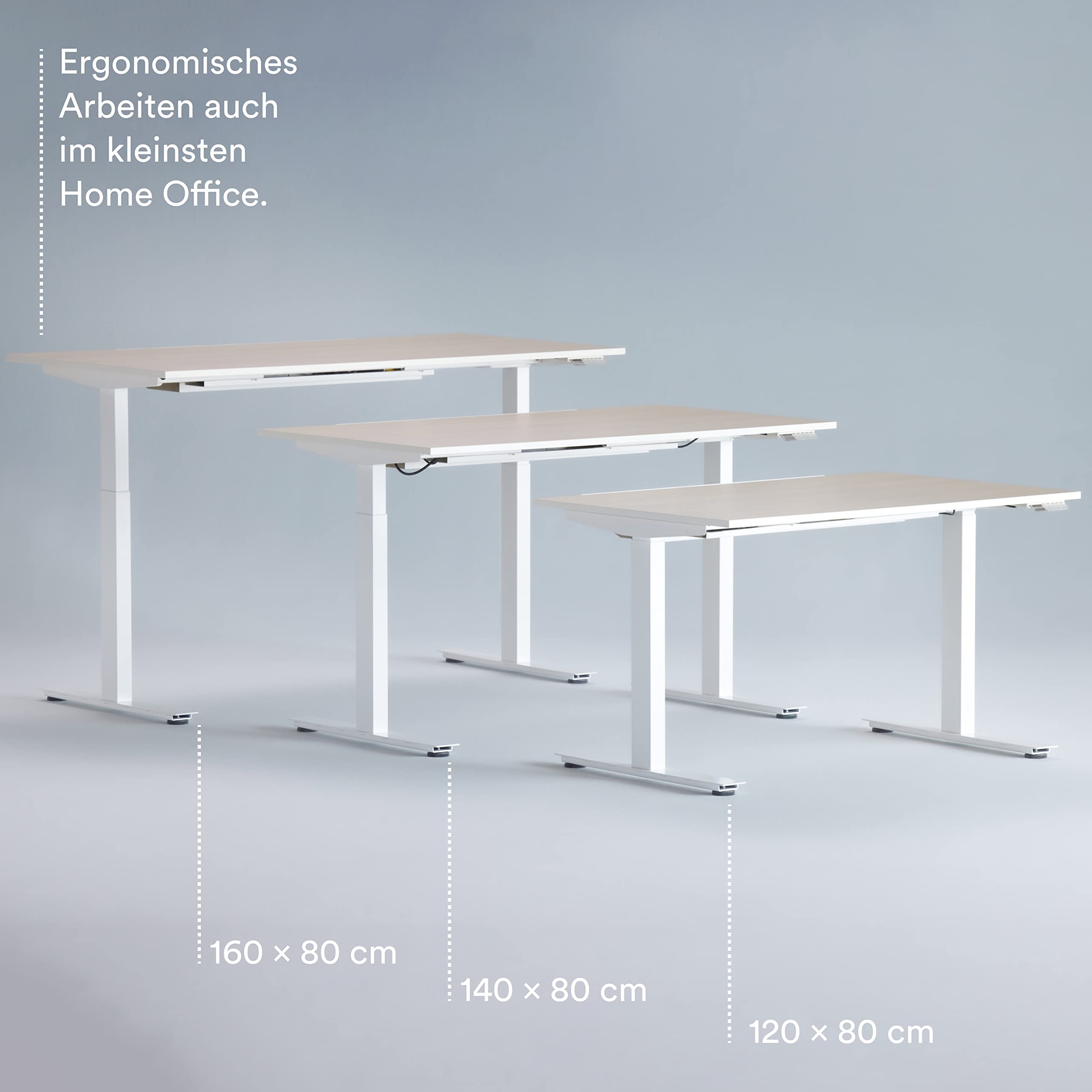aeris Active Desk - Scrivania regolabile in altezza, 140 x 80 cm, colore bianco, regolabile in altezza, elettrico con funzione memoria, scrivania in acciaio, tavolo in PC per casa e ufficio