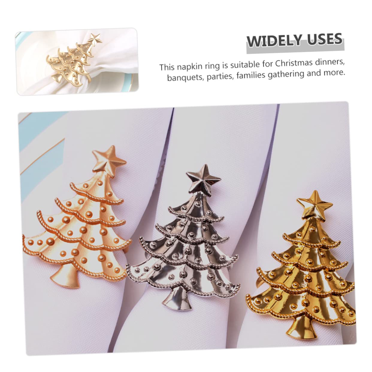 LABRIMP 18stücke Teiliges Weihnachtsbaum Serviettenringe Metall Dekorative Napkin Buckles Für Festliche Tischdekoration Bei Weihnachtsfeiern Hochzeiten Und Familienfeiern
