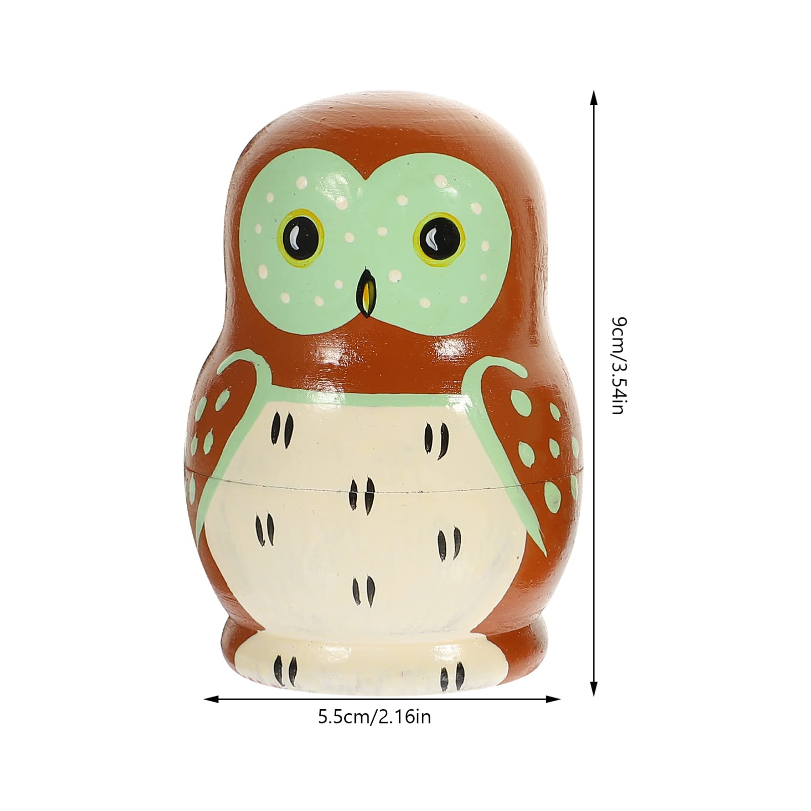 Toyvian Wood Owl Nesting Dolls 5 Pcs Matryoshka Russian Doll Cartoon Animal Stacking Doll Cute Animal Toy Birthday Party Decoration for Gift Favors Decor