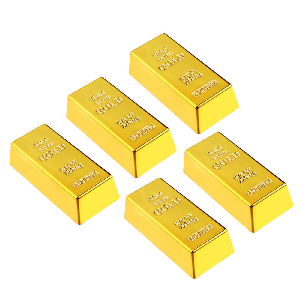 BESTOYARD 5pcs Fake Gold Bar Replica Gold Bar Fake Golden Brick Bullion