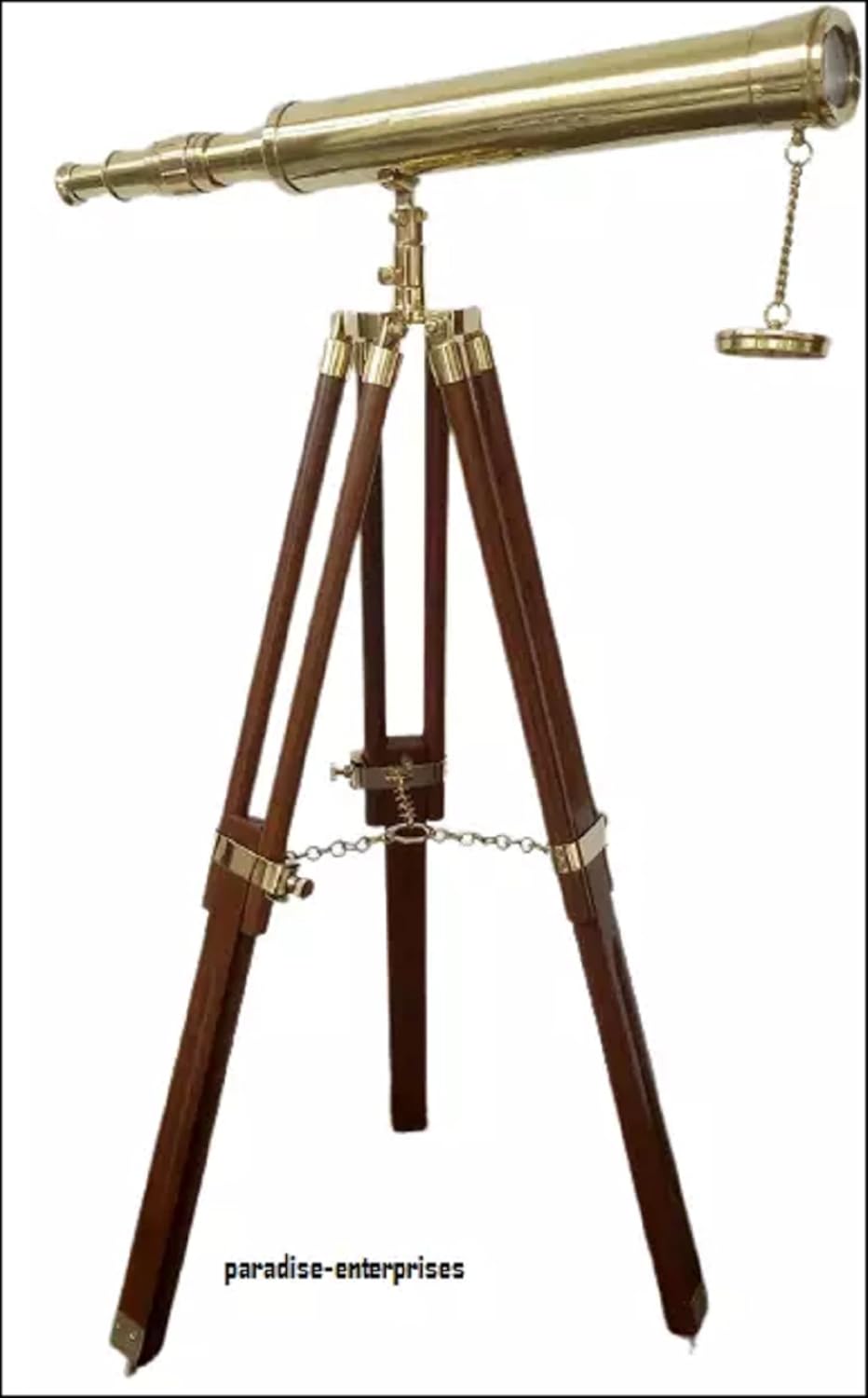 18" Nautical Brass Telescope with Wood Stand - Classic Maritime Navigation Instrument