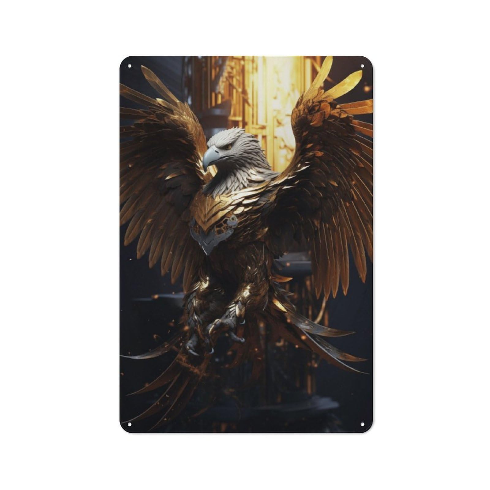 Garden Style Fantasy Bald Eagle Magic Tin Sign 30x20cm, Porch Wall Decor for Patio Bar, Workshop, Shed Or Kitchen