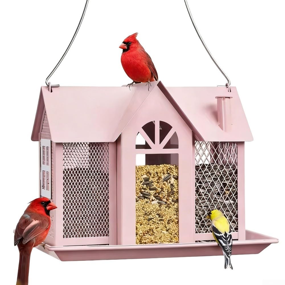 Mangiatoia per uccelli in metallo, creativa, altalena, casa, colibrì, decorazione da giardino da appendere (nero)