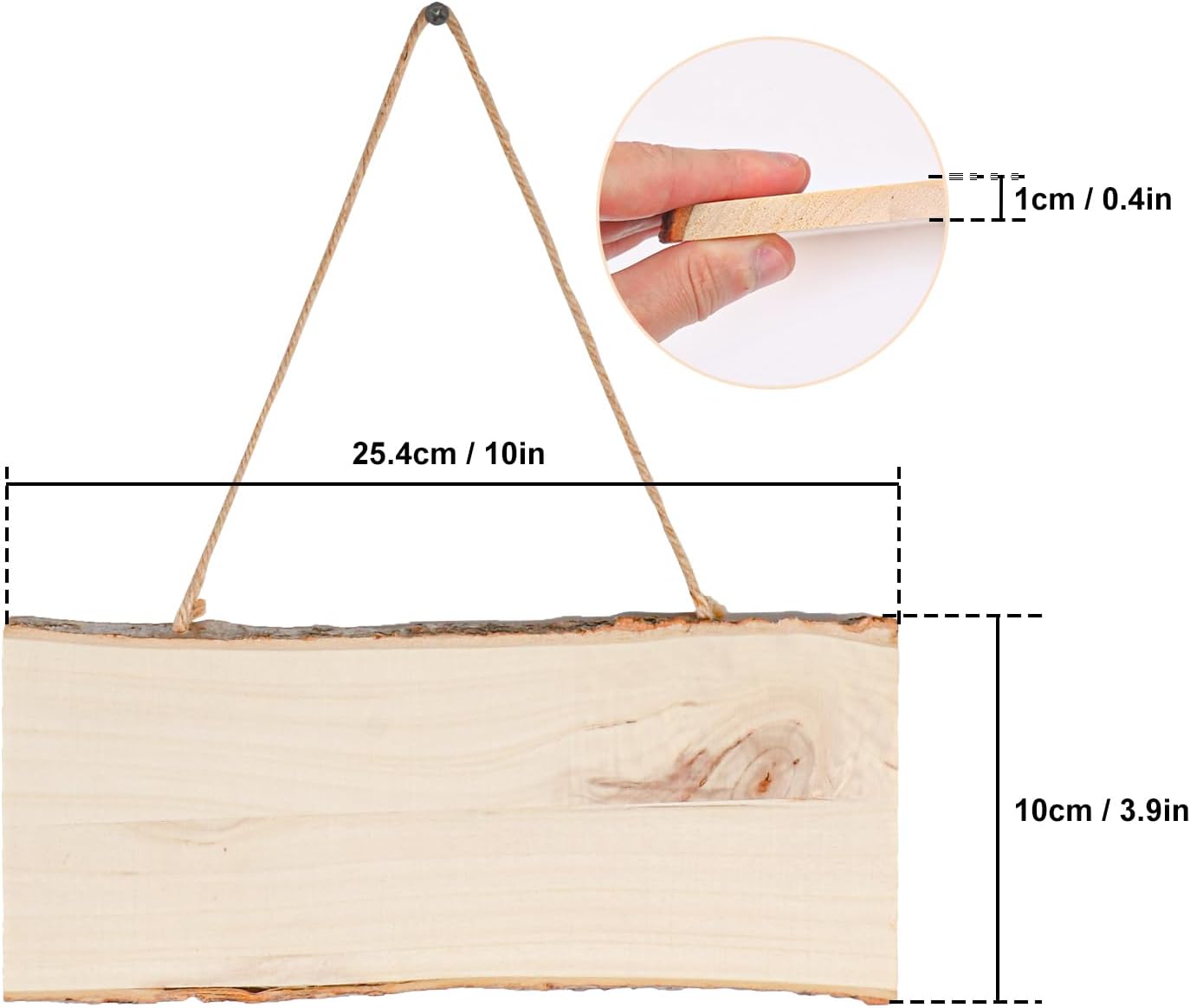 18 Pack Wood Signs, Unfinished Rectangle Wooden Plaque with Rope, Live Edge Wood Plaque for DIY, Burning Carving, Wedding, Restaurant, Home Decor (4 x 10 Inch)
