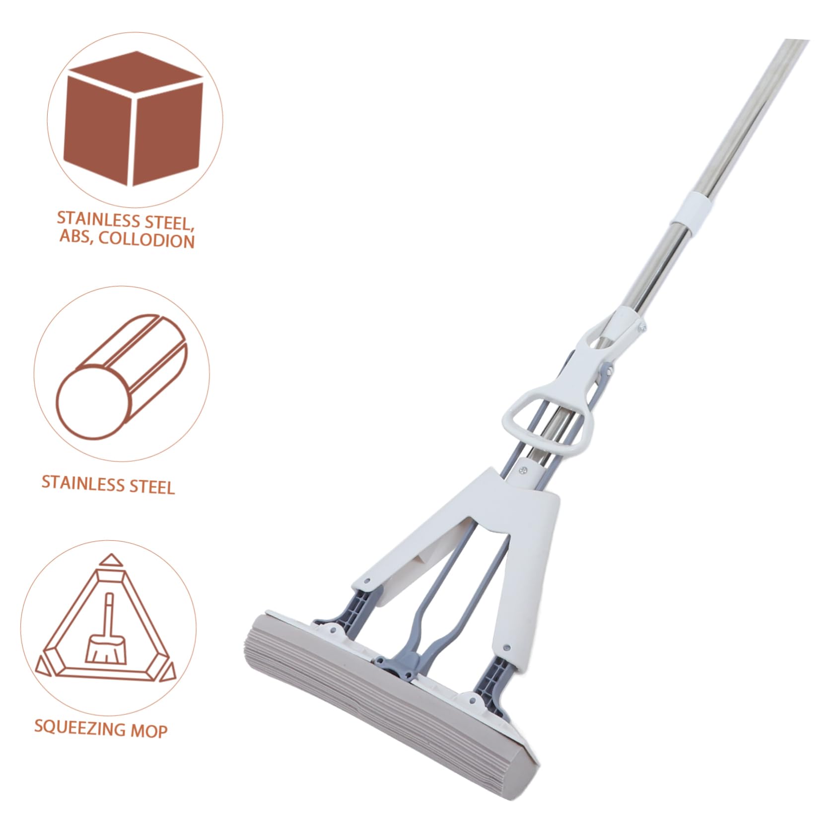 Trapeador de Esponja Plegable Doble 28cm, Acero Inoxidable Abs Blanco