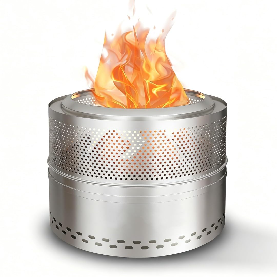 Photo 1 of FIRCPIT Smokeless Fire Pits for Outside, 20''Portable FirePits for Camping, Outdoor Stainless Steel FirePit with Carry Bag, Wood Burning Stove?Sliver