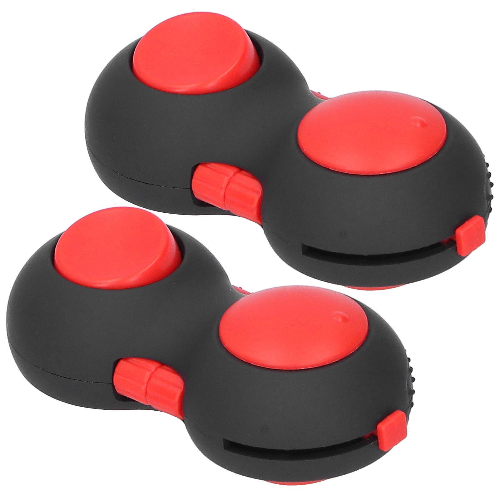 ZJchao 9-in-1 Fidget Pad for Kids Adults with 9 Functions Joystick Flip Scroll Click Move Massage Stress Relief Toy for Anxiety ADHD ADD (Black Red with Ox Horn Decor) - Image 2