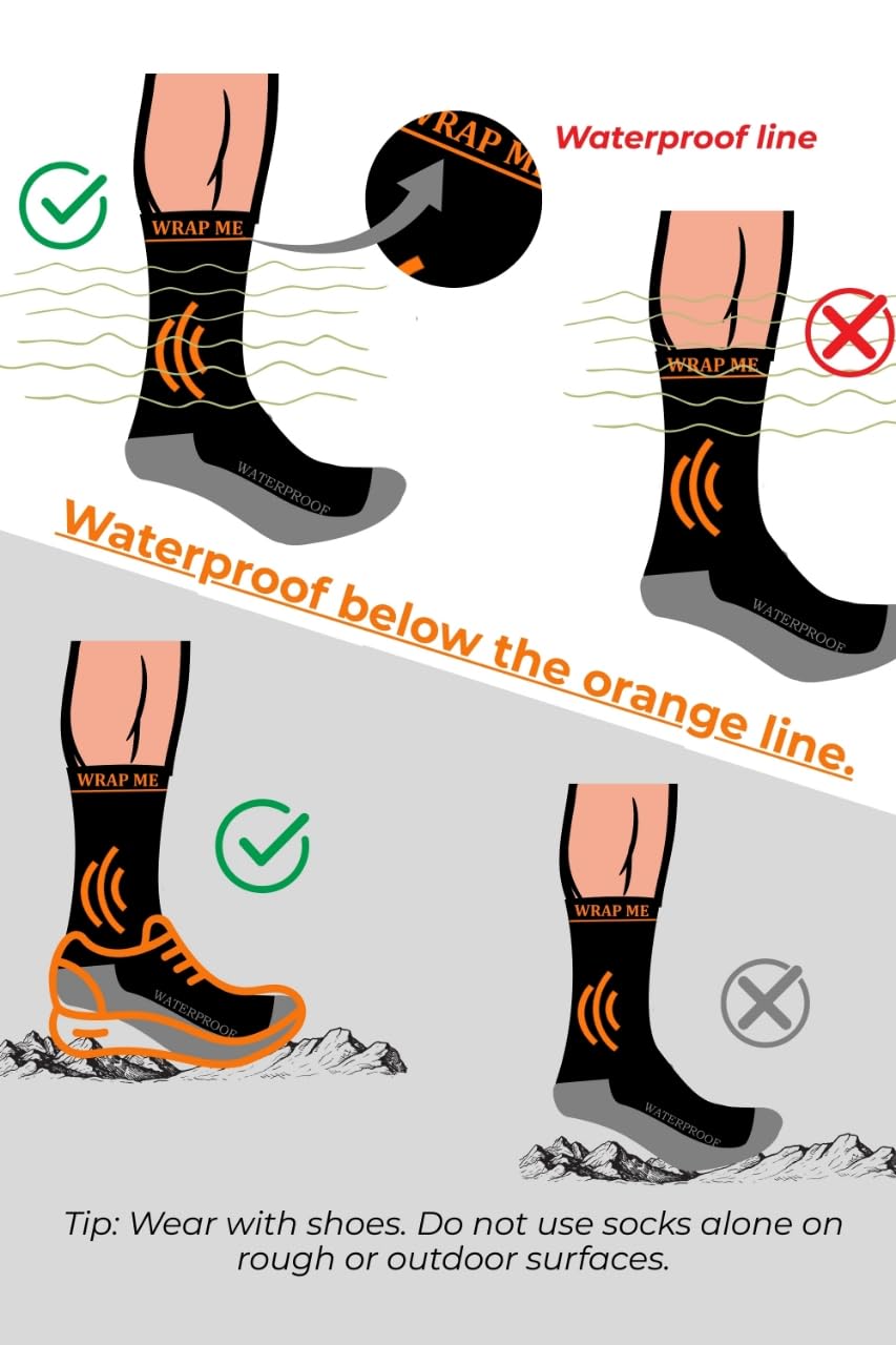 Calcetines impermeables para hombre y mujer, máxima calidez y comodidad con lana merino, calcetines impermeables para senderismo con cojín transpirable, para clima frío y húmedo, ideal para correr,
