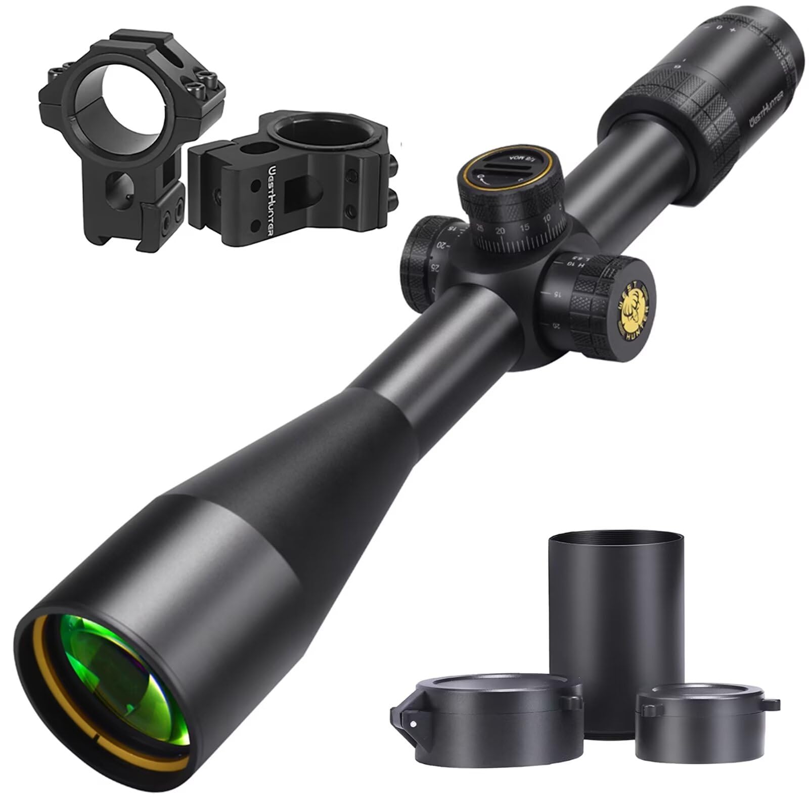 WestHunter Optics HD-N 4-16x44 FFP Precisión Miras Telescópicas, Exclusivo para Competiciones Deportivas de Larga Distancia | Black, Dovetail Kit C