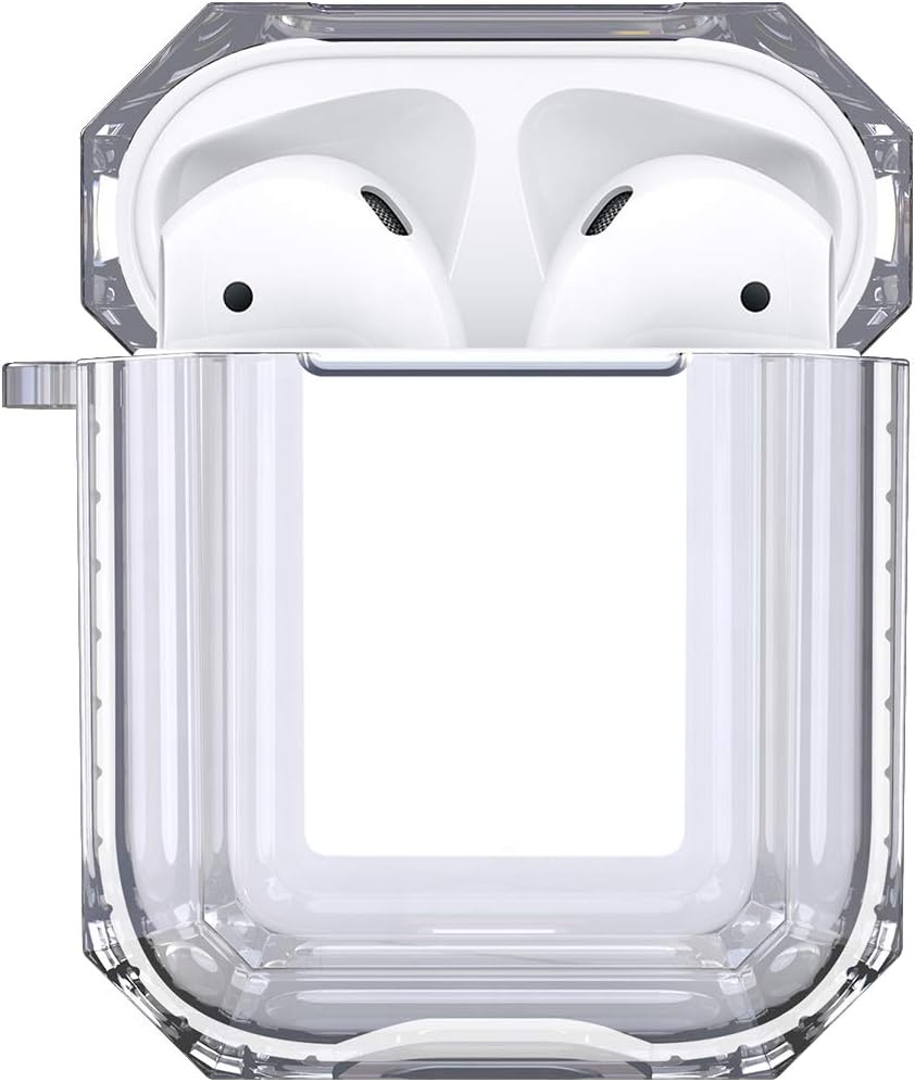 Clear Airpods Case Protective Cover for Airpods 2 Airpods 1, Airpods Accessories (For Charging Case, Clear/White)