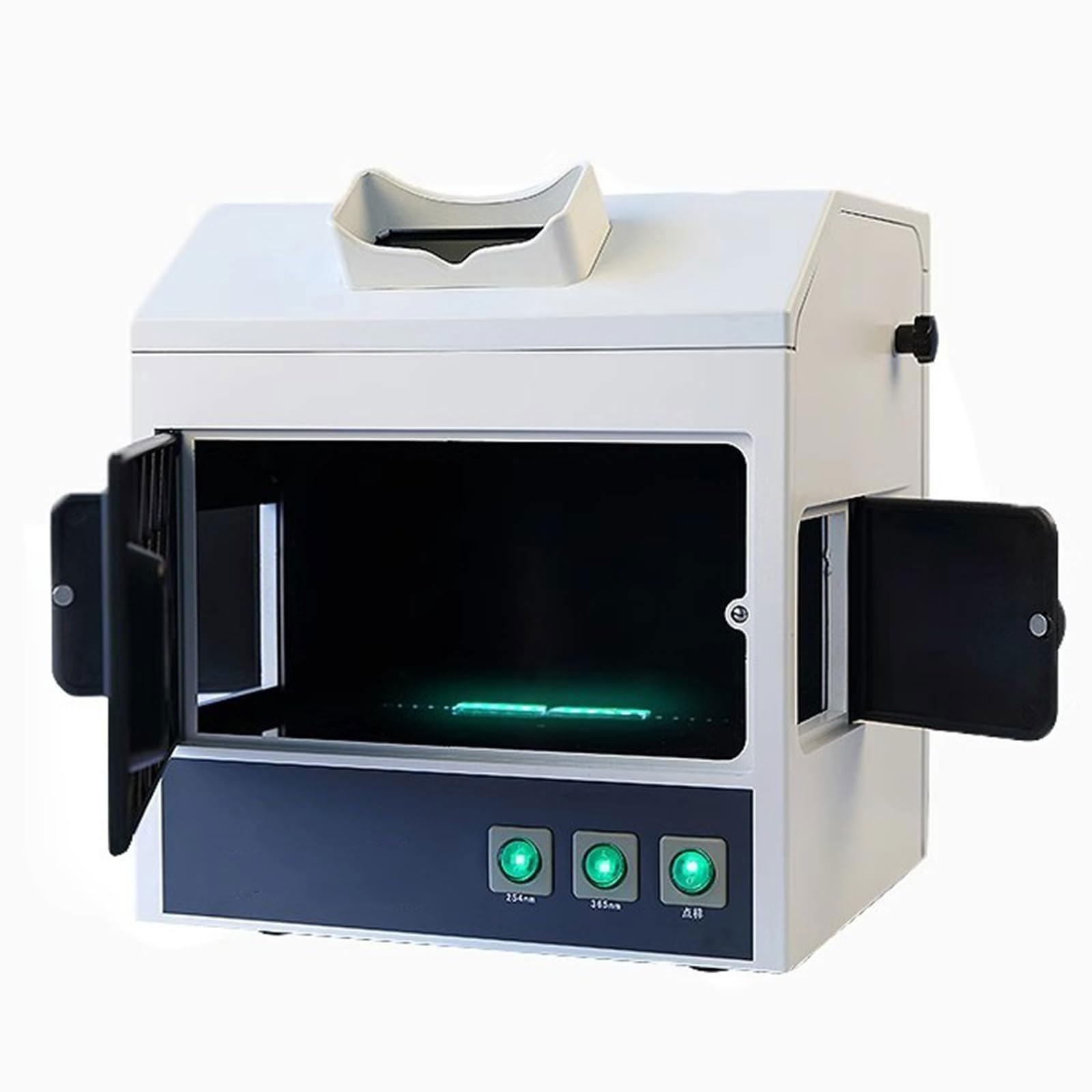 Analizzatore ultravioletto UV Dark Box, rilevatore di fluorescenza 254nm/365nm con finestra di osservazione, tester da laboratorio a tripla porta per analisi del prodotto