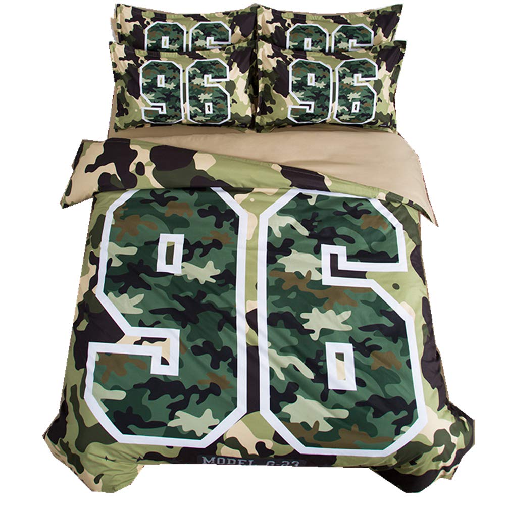 Literie 220 x 240 cm DOTBUY avec housse de couette camouflage et taie d'oreiller