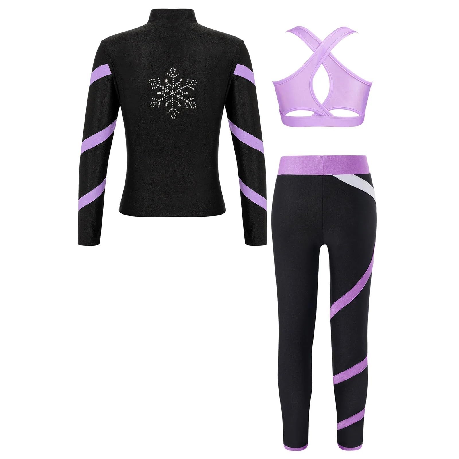 Abbigliamento Bambina Tuta da Bambina for Bambina, a Righe, a Maniche Lunghe, Sportiva, Gilet Senza Maniche, Leggings for Danza Classica, Ginnastica, Yoga, Corsa(Pink,12)