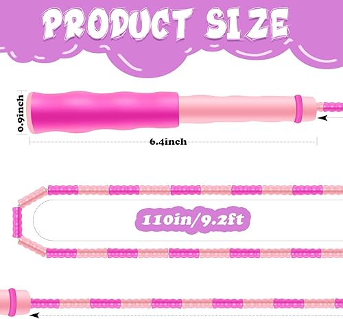 Miniatura 2 de Paquete de 24 cuerdas de saltar para niños, cuerda de saltar segmentada ajustable con cuentas suaves, cuerda de salto de 9.2 pies para mujeres y