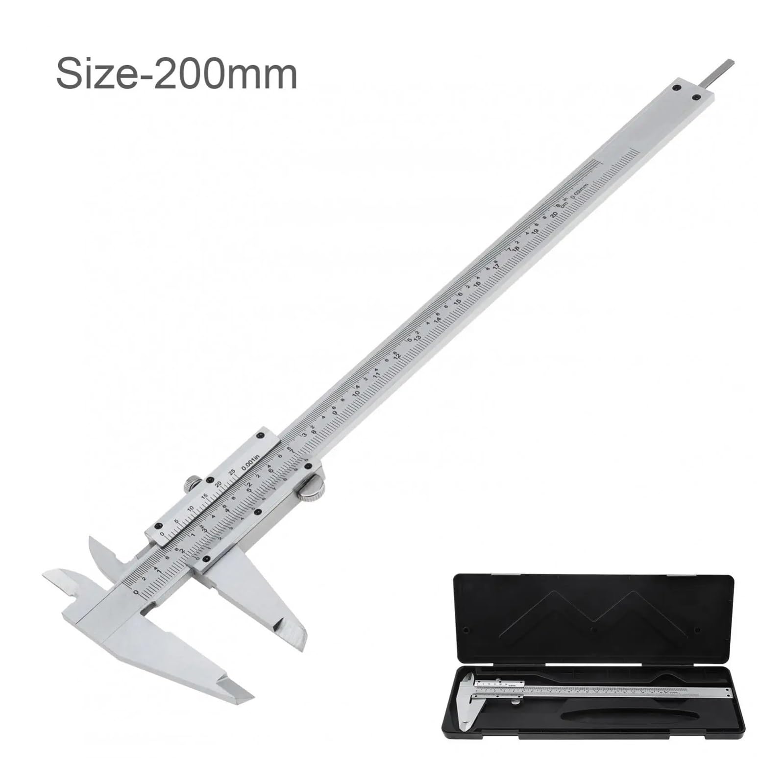 Calibrador Vernier métrico Imperial de Doble Escala, calibrador Vernier Deslizante de Acero al Carbono, Regla, Herramienta de Medida, 150mm, 200mm, 300mm, 1 Uds.(Size-200mm)