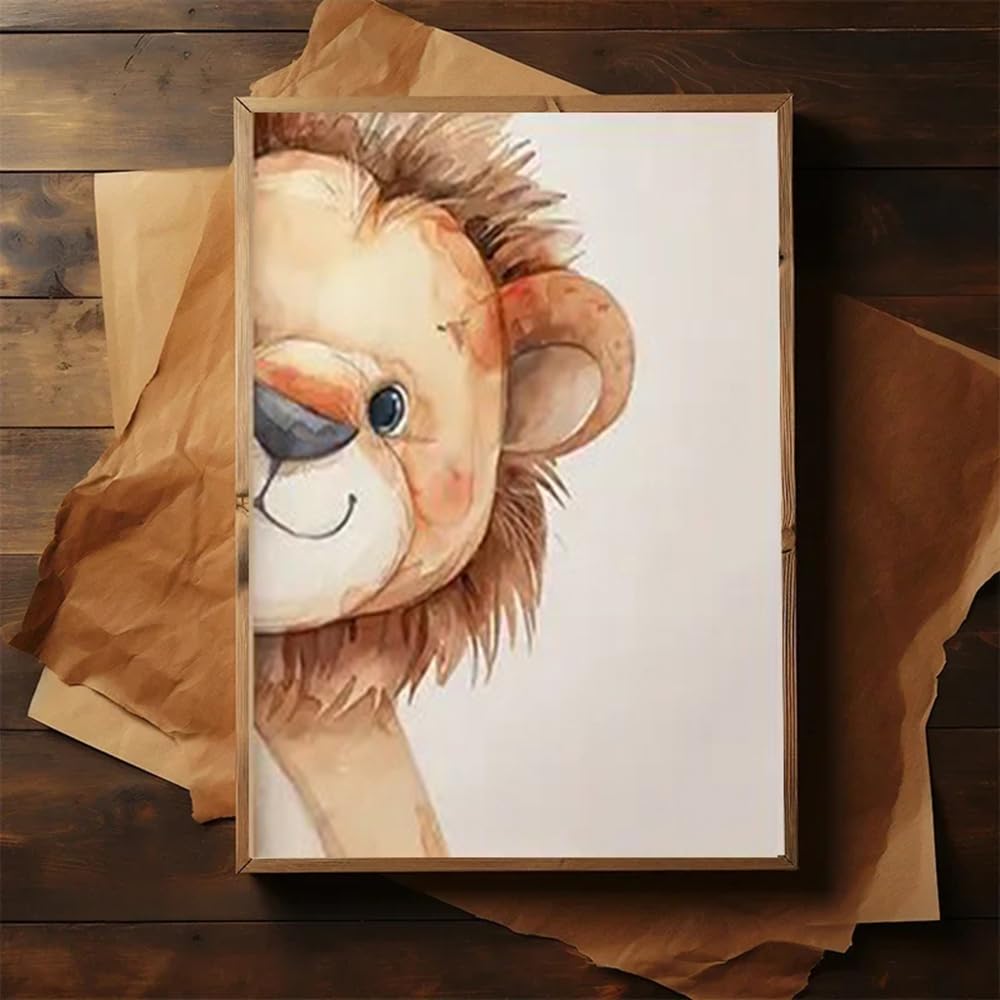 BeiYiHo 3 Affiche Chambre Bébé Beige Tableau Animaux Bebe Ours Lion Elephant Poster Enfant 30 40 Deco Ourson Chambre Bebe Poster Chambre Enfant Garcon Cadeau SANS CADRE
