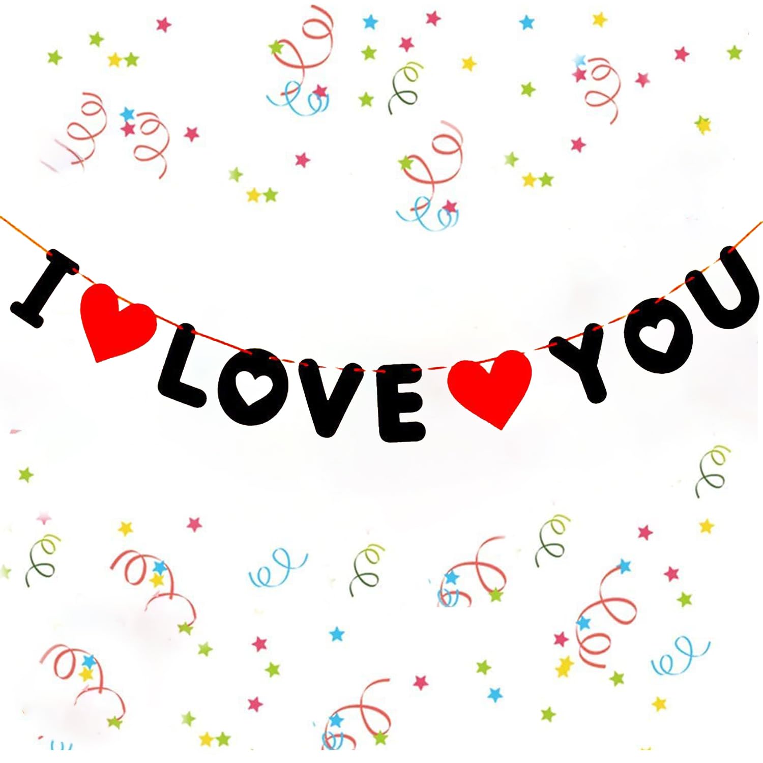 Party Propz Love You Banner - I Love U Decoration for Birthday, Anniversary Room Decor, Multicolor