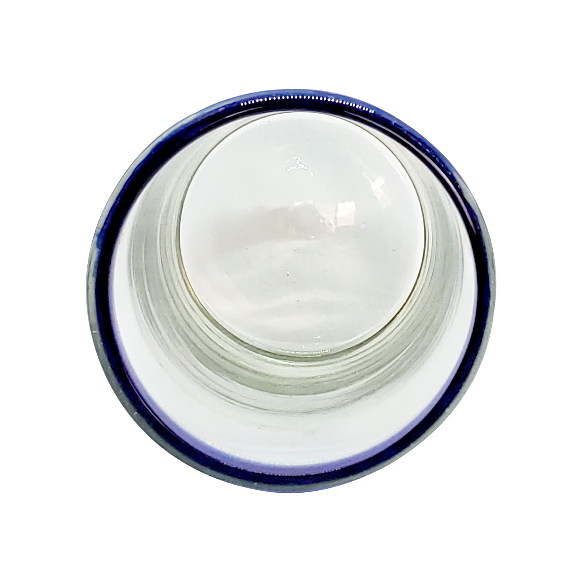 Mexican Blown Glass Drinking Glasses Cobalt Blue Rim (Set of 6) by MEXHANDCRAFT