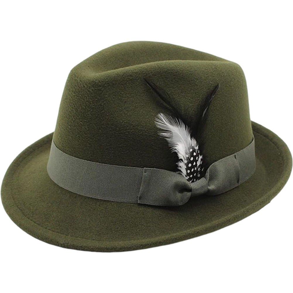 Sslvya German Alpine Bavarian Oktoberfest Hat with Feather, Unisex German Beer Festival Party Jazz Cap Oktoberfest Costume Accessories