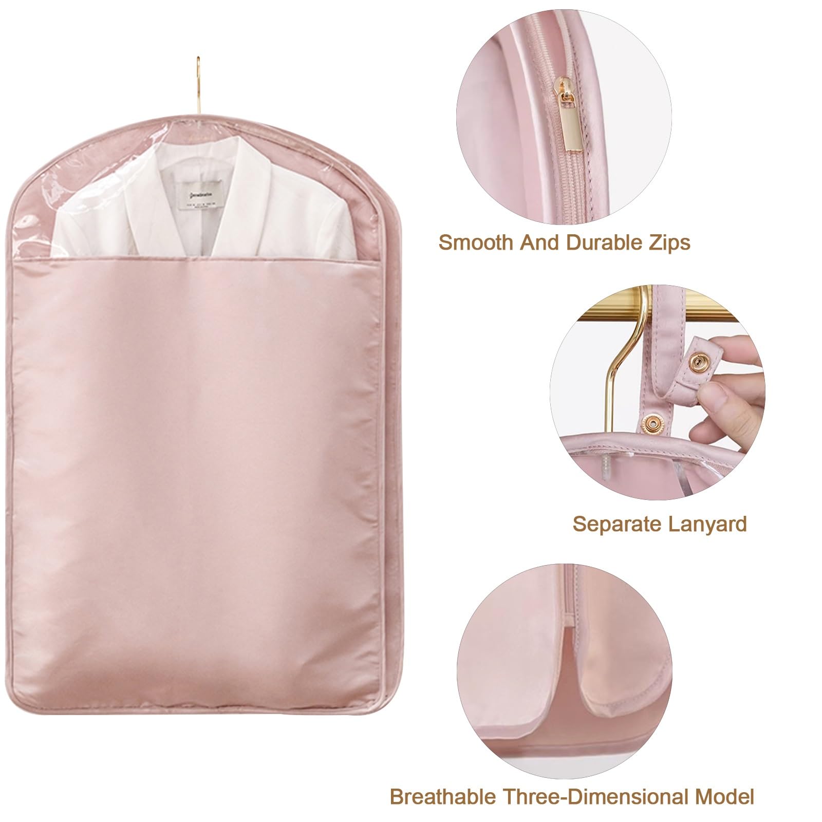 Kleiderhüllen Schutztaschen, 3er Set Kunststoff Anzugbeutel mit Reißverschluss, Transparente Ärmel für Kleiderschrank Aufbewahrung von hängenden Kleidung