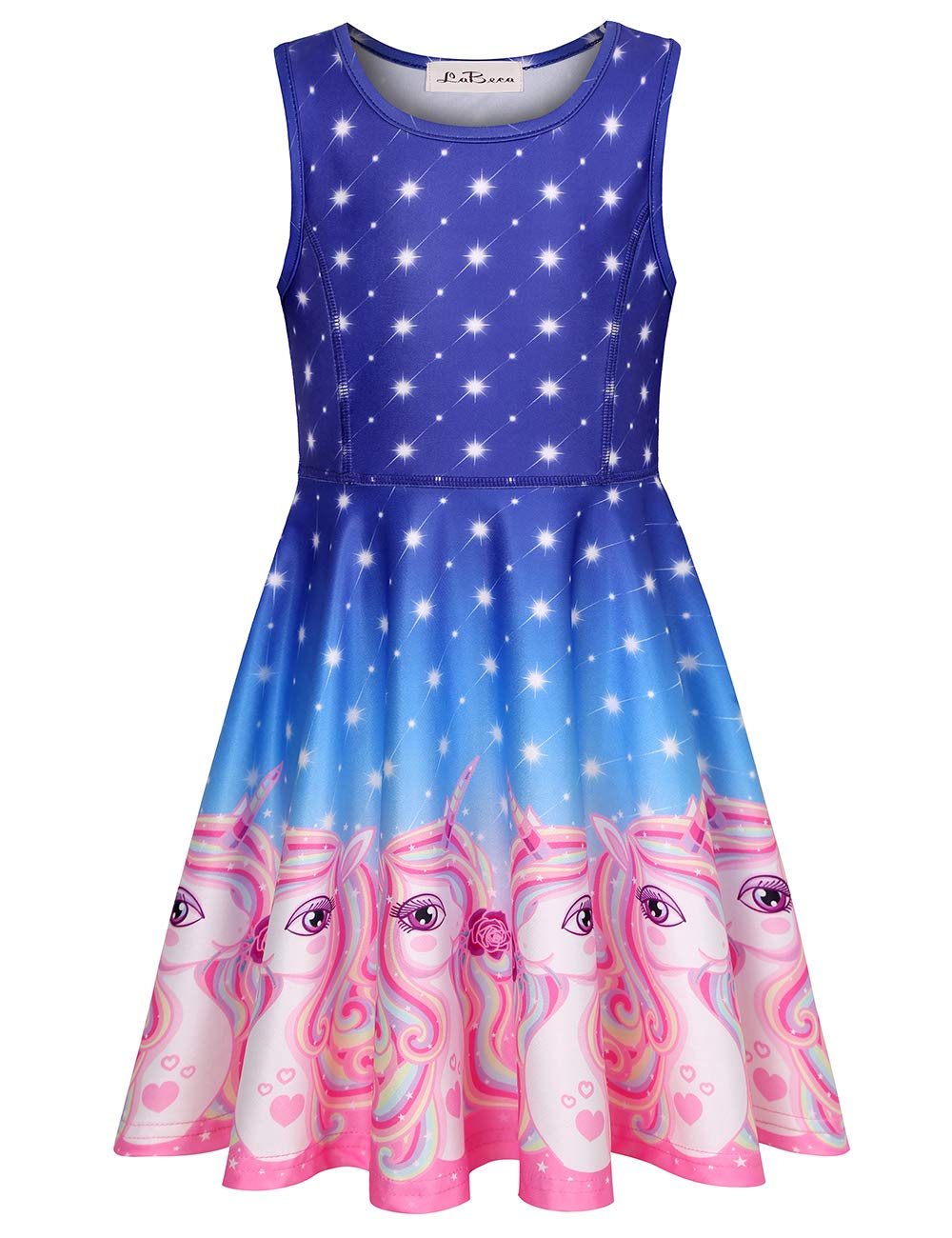 LaBeca Vestido sin mangas de manga larga para niñas pequeñas, grandes, unicornio, sirena, vestidos casuales