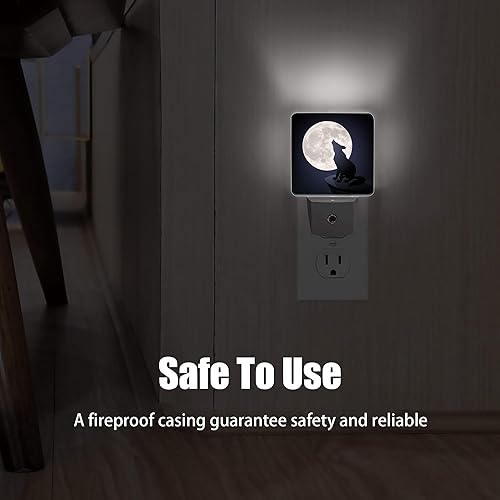 Miniatura 6 de Luz nocturna de lobo negro y luna, sensor inteligente de anochecer a amanecer, luz nocturna para dormitorio, baño, cocina, pasillo, escaleras,