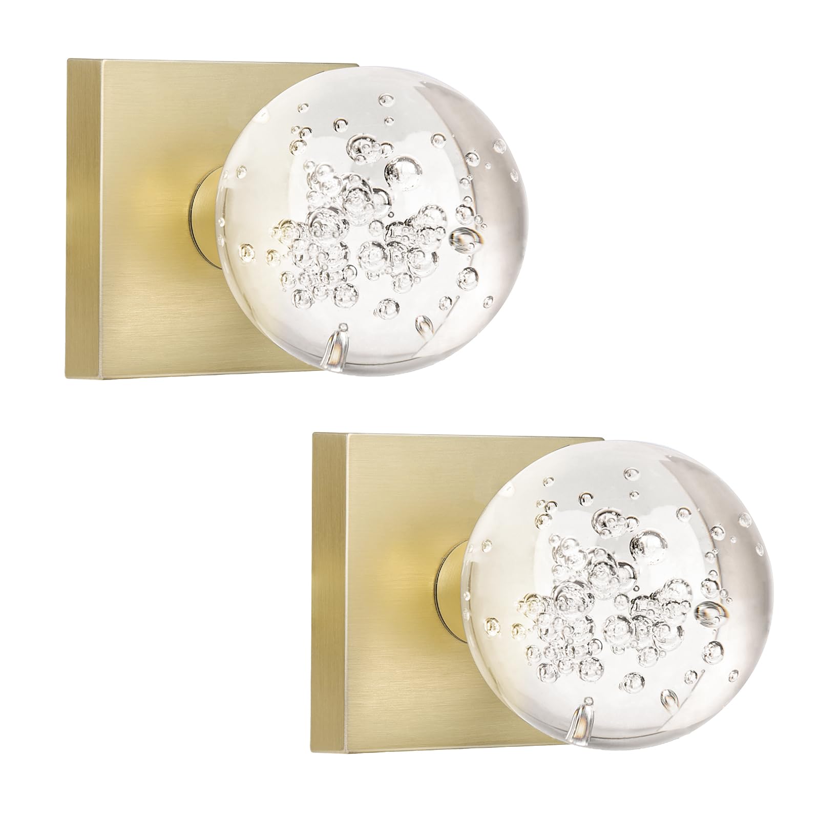 HIEMEY 2 Pcs Glass Dummy Door Knobs Interior, Gold Crystal Half-Dummy Door Knobs For Hall And - View #2